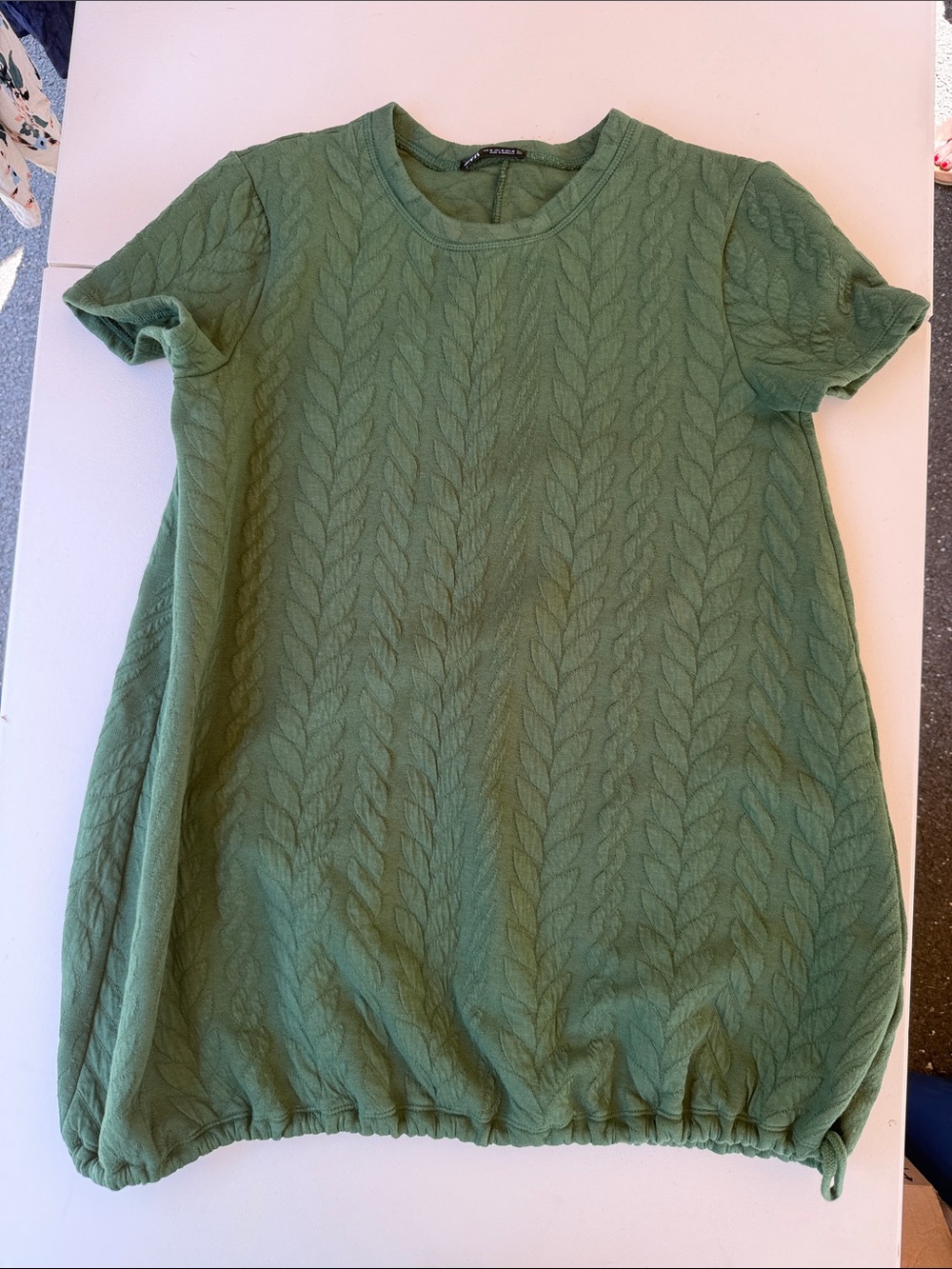 Women’s Zara Green Cable-Texture Short Sleeve Dress